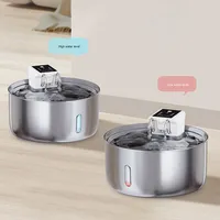 Fontaine d'eau automatique pour chien en acier inoxydable 7L Fenêtre visible Conception sans fil Débit frais continu Bols d'eau pour animaux de compagnie Mangeoires