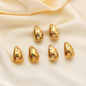 Pendientes de Acero Inoxidable con Incrustaciones de Circonio en Forma de Gota de Agua, Joyería de Moda para Mujer - Product Image 1