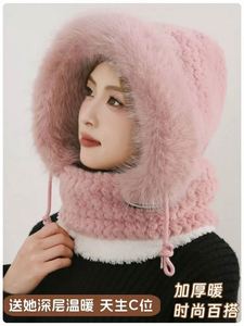 Winter Hat Woman Neck Hat Integrated Lei Feng Hat Ear Protection Windproof Warm Hat Thickened Bike Head Cap - Product Image 4