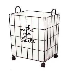 easy storage home carry wire laundry basket with wheels
