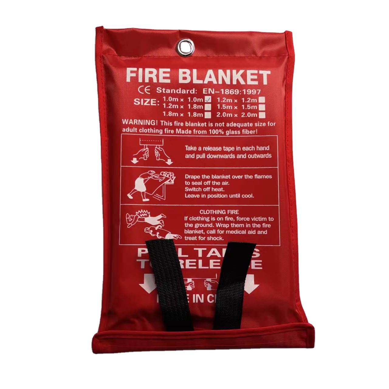 Huanyu 430GSM Emergency Safe Fiberglass Cloth Fabric Large Size Fire Blankets en1869 fire blanket for kitchen