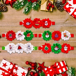 <span class=keywords><strong>Collar</strong></span> de perro de Navidad de tamaño ajustable con 3 flores y lindo Papá Noel muñeco de nieve campana cuello arco accesorios de ropa para mascotas - Product Image 5