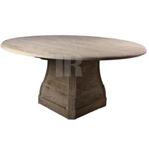 โต๊ะรับประทานอาหารทรงกลมไม้เนื้อแข็งสีขาวล้างแบบ T-base Design - Product Image 1