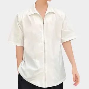 캐주얼 셔츠 남성 빈 셔츠 사용자 정의 로고 100% 면 스트리트웨어 집업 셔츠 제조 업체 지퍼 폴로 특대 티셔츠