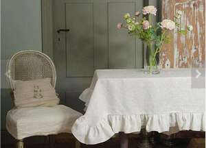 Nappe à volants carrée en lin de qualité supérieure avec perles rondes en tissu de coton pour les mariages et les fêtes Caractéristique réutilisable - Product Image 4