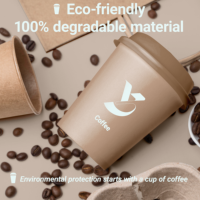 Tasse de papier de café jetable biodégradable à paroi unique écologique personnalisable pratique en matériau kraft eau minérale dorée