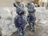 Vente chaude, taille personnalisée, décoration moderne pour la maison, ornements en marbre naturel, ours violent, statue d'ours en pierre amusante, statue d'ours en marbre BearBrick