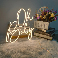Oh Baby USB LED Neon Sign Décoration murale en acrylique transparent personnalisable pour bureau, magasins, maison; accessoire de fête d'anniversaire