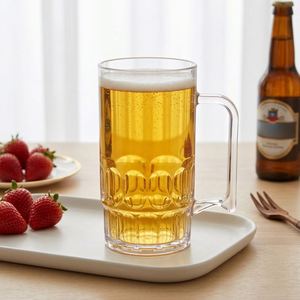Mug à vin et à bière personnalisé OEM en plastique PS transparent de 16 oz, réutilisable, écologique, léger, durable, avec poignée - Product Image 4
