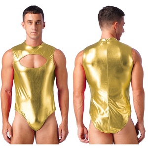 Mens Metallic Bodysuit Leotard Pool Party Swimwear Nightclub Performance Costume Beach Pool <b>Pole</b> <b>Dancing</b> Stage Performance - Product Image 5