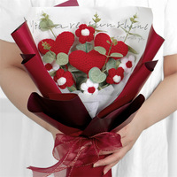 Bouquet de tulipes artificielles tissées à la main en laine tricotée, fleur éternelle, cadeau créatif pour la remise des diplômes, le Nouvel An chinois et le Nouvel An