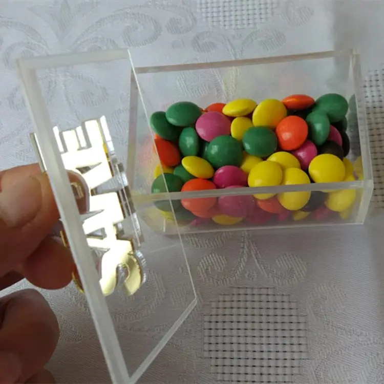 생일을 위해 개인화 된 직사각형 호의 상자 투명 아크릴 초콜릿 선물 상자