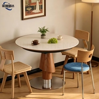 Mesa de Comedor Extensible de Estilo Vintage Jinruishengda con Superficie de Piedra |   Mesa Plegable Ovalada de Doble Uso para Hogares Pequeños