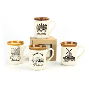 Canecas de café de cerâmica para presente de lembrança com coleção de cidade diferente com impressão clássica vintage personalizada