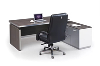 Table de bureau moderne de petite taille, extensible, pour personnel, avec panneau en bois couleur foncée et acier inoxydable modulaire, vente en gros
