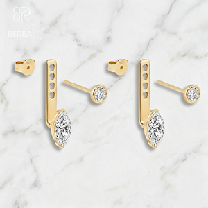 IGI Certified Vvs Lab Grown Diamond Removable Ear <b>Back</b> Jacket Women Custom 18K Gold CVD Lab Made Created Diamond <b>Drop</b> Earring - Product Image 2