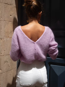 Maglione <span class=keywords><strong>da</strong></span> Donna con Scollo a Barca e Design con Bottoni a V sul Retro, Pullover Casual e Comodo per Uso Quotidiano, Supporta OEM ODM Personalizzato - Product Image 5