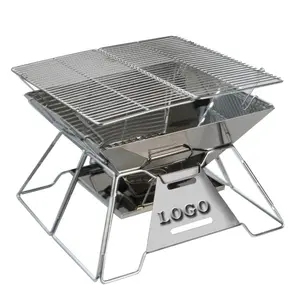 Ao Ar Livre Fire Pit Camping Outdoor Portátil Churrasqueira Instantânea Churrasqueira Aço Inoxidável Folding Grill Fogão