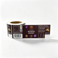 Étiquettes personnalisées imprimées en vinyle pour pots de miel de Manuka, estampage or/argent, autocollant adhésif imperméable de qualité alimentaire, emballage de marque privée