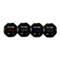 Voltmeter Digital Diameter 2 Pin Lampu LED Merah 12 V Tegangan ABS Rumah Hitam