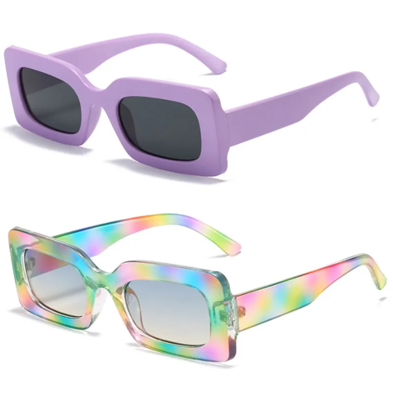 2022 moda şeker renk küçük boy Vintage güneş gözlüğü kare trend yaz basit CE tasarlanmış dikdörtgen Logo ile güneş gözlüğü