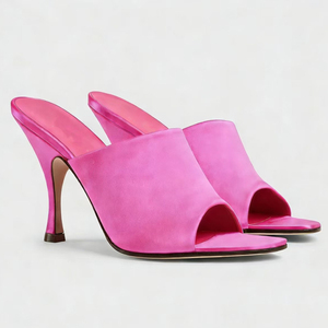 Mules à talons chaton hauts en satin pour femmes, grandes tailles 45, à bout ouvert, couleurs personnalisées, chaussures de cérémonie à coupe large - Product Image 5