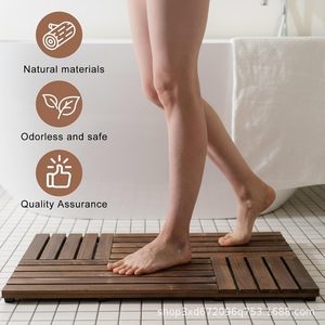 Tapis de sol en bois emboîtable antidérapant pour salle de bain, tapis de douche en bois massif, tapis de sauna en bois - Product Image 4