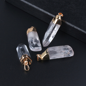สร้อยคอคริสตัลบำบัดแบบขายส่ง จี้หินควอตซ์ใสเคลือบทองสำหรับทำเครื่องประดับ - Product Image 1