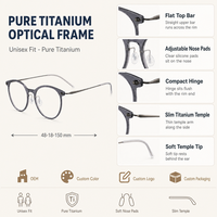 Monture de lunettes ronde en titane pour femmes, style rétro, lunettes optiques anti-lumière bleue.