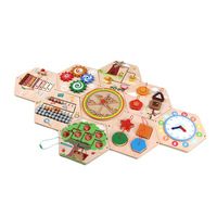 Panel de Actividades Sensoriales Montessori Hexagonal de Madera, Juguete Educativo para Preescolar, Montado en la Pared, Venta al Por Mayor