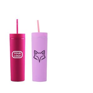 Gobelet isotherme mince et élégant en acrylique mat de 16 oz, sans BPA, écologique, personnalisable, avec couvercle à paille pour DIY – Meilleures ventes - Product Image 2