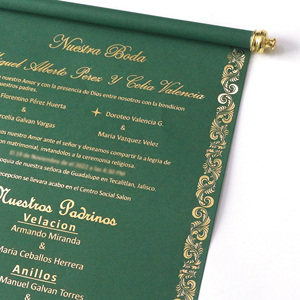 Rouleaux personnalisés royaux Offre Spéciale avec pompon or estampage à chaud feuille défilement à la main mariage Invitations de luxe - Product Image 5