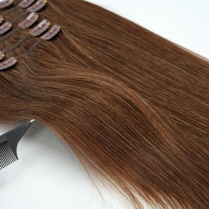 Extensions de cheveux naturels Remy lisses à clipser, marché de gros de Dubaï, cheveux humains de différentes couleurs, cheveux chinois - Product Image 1