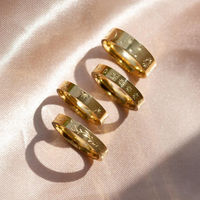 316L Edelstahl Minimalistischer Sonnenring Gold Breiter Bandring Graviert Himmlisch Wasserdicht Hypoallergen Schmuck Geschenk für Frauen