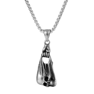 Yunnique – collier avec pendentif squelette en acier titane pour hommes, accessoire de fête de style Hip Hop Punk, chaîne de 60cm - Product Image 5