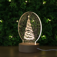 Lampe led de noël avec Base en bois, arbre de noël, veilleuse 3D, cadeau pour enfants