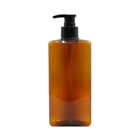 Bouteille carrée transparente en PET 250/500 ml vide avec pompe pour lotion, soins capillaires/cutanaux et savon liquide/shampooing