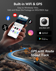 Wolfbox I07 Caméra de tableau de bord 3 objectifs (avant, intérieur, arrière) 4K WiFi GPS sans carte SD - Product Image 6