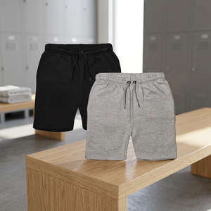 KIVOTECH Short Bermuda en tricot uni pour homme avec cordon de serrage et poches, short décontracté en coton noir et gris - Product Image 3