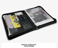 ModernQiu Portable personnalisé A4 taille en cuir PU reprendre Interview Padfolio avec 3 reliure à anneaux