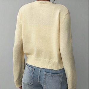 <span class=keywords><strong>Cardigan</strong></span> corto con collo a girocollo <span class=keywords><strong>giallo</strong></span> lavorato a maglia con <span class=keywords><strong>Cardigan</strong></span> corto con bottone Casual Chic per la primavera autunnale - Product Image 2