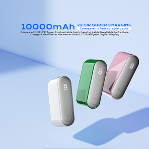 Ultra Slim Custom Logo Battery Power Bank USB Type-C 10000mAh 22.5W LED Display Portable Power Bank Output Promotion