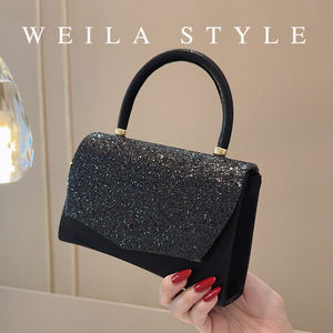 حقيبة يد براقة بالترتر مع مقبض علوي صلب للمناسبات الليلية والحفلات والاحتفالات، ومناسبة للتنسيق مع الفساتين العصرية - Product Image 6