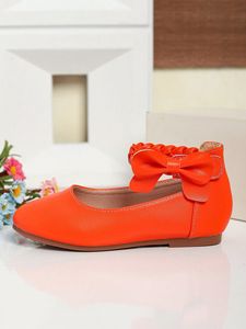 Chaussures plates pour enfants personnalisées, couleur unie, nœud papillon, en cuir PU tricoté, chaussures plates habillées pour filles - Product Image 5