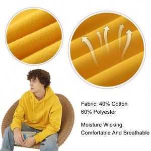 Sudadera con Capucha Premium de 1 Pieza, Tejido Grueso de Felpa, Estampado 3D con Letras Grandes, Estilo Holgado para Entrenamiento, 500 g/m², Impresión Serigrafiada para Adultos - Product Image 4