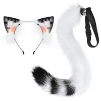Serre-têtes en fausse fourrure faits main, oreilles de chat, renard et loup avec queue, accessoires capillaires en peluche en gros