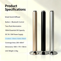 Diffuseur de parfum électrique sans eau en alliage d'aluminium vertical, à deux fluides, pour usage commercial et hôtelier, garantie 1 an