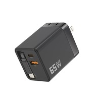 Chargeur de voyage rapide 65W Type-C 2A+2C à protocole complet avec câble d'extension pour téléphone portable
