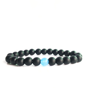 Pulsera <span class=keywords><strong>de</strong></span> cristal bohemio 'I Miss You' con cuentas esmaltadas azules y negras, regalo para parejas en relaciones a distancia, venta al por mayor - Product Image 3