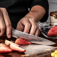 Vente chaude 67 Couches Japonais Damas Acier Couteau Utilitaire Cuisine Peeling Fruit Cleaver Couteau de Chef avec Manche En Coquille D'ormeau